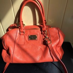 Valentina satchel pocketbook coral leather EUC